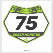 GREEN MONSTER Dirtbike Nummernschild Vinyl Sticker