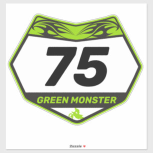 GREEN MONSTER Dirtbike Nummernschild Vinyl Sticker