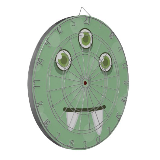 Green Monster Face Dart Board Dartscheibe (Vorderseite Links)