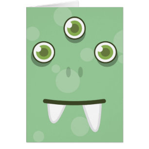 Green Monster Face Note Card