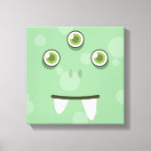 Green Monster Face Wrapped Canvas Leinwanddruck (Vorderseite)