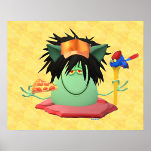 Green Monster Pizza Character animiert Poster
