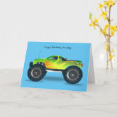 Green Monster Truck Birthday Card Karte (Gelbe Blume)
