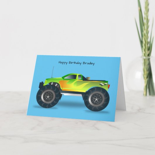 Green Monster Truck Birthday Card Karte (Vorderseite)