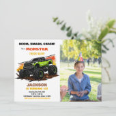 Green Monster Truck Birthday Einladungen Foto (Stehend Vorderseite)