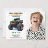 Green Monster Truck Birthday Einladungen Foto (Vorderseite)