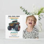 Green Monster Truck Birthday Einladungen Foto (Stehend Vorderseite)