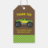 Green Monster Truck Kindergeburtstag Gastgeschenk Geschenkanhänger (Vorderseite)