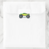 Green Monster Truck mit beidseitig bedruckten Flam Quadratischer Aufkleber (Tasche)