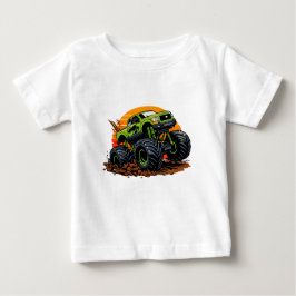 Green Monster Truck Off-Road Racing Illustration Baby T-shirt