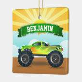 Green Monster Truck Personalized Name Kids Room Keramikornament (Links)