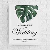 Green Monstera Leaf Begrüßungspposter Poster