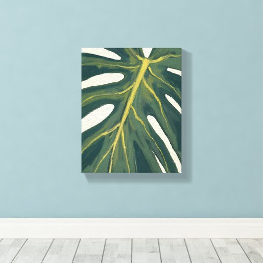 Green Monstera Leaf Botanical Plant Watercolor Leinwanddruck (Insitu (Holzboden))