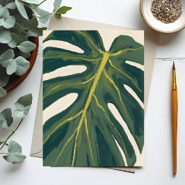 Green Monstera Leaf Botanical Plant Watercolor Postkarte