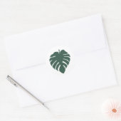 Green Monstera Leaf Print Runder Aufkleber (Umschlag)
