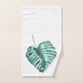 Green Monstera Leaf Watercolor Badhandtuch Set (Handtuch)