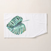 Green Monstera Leaf Watercolor Badhandtuch Set (Handtuch)