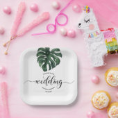Green Monstera Leaf Wedding Empfang Pappteller (Party)