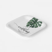 Green Monstera Leaf Wedding Empfang Pappteller (Gewinkelt)