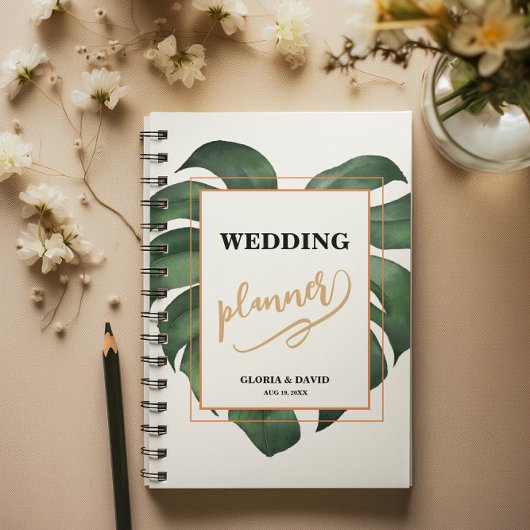 Green Monstera Leaf Wedding Planer