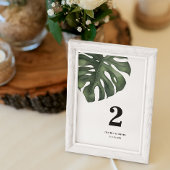 Green Monstera Leaf Wedding Tischnummer