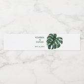 Green Monstera Leaf Wedding Wasserflaschenetikett (Einzelnes Label)
