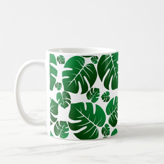 Green Monstera Pflanze Blätter Kaffeetasse (Links)