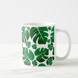 Green Monstera Pflanze Blätter Kaffeetasse