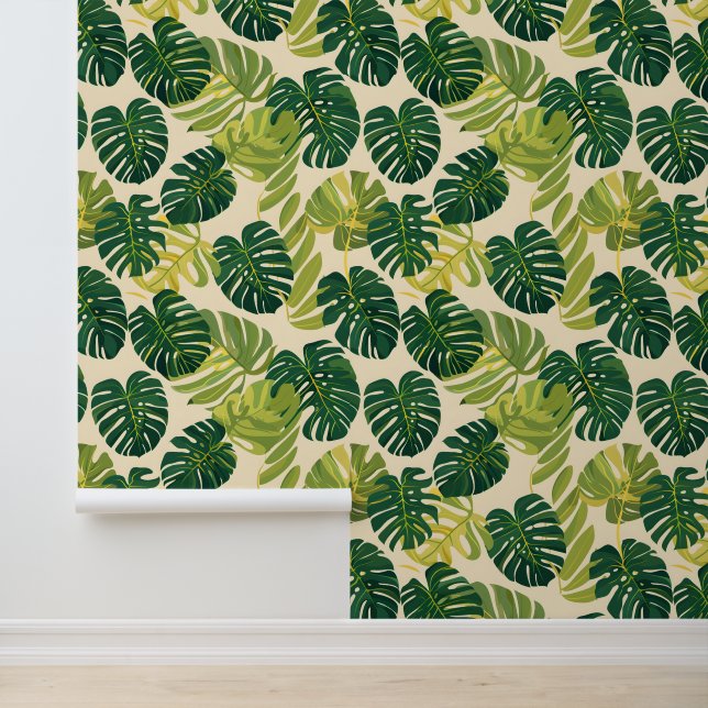 Green Monstera Summer Tropical Tapete (Anwendung)