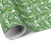 Green Monstera Verlasse tropisch nahtlos Geschenkpapier (Rolleneckpunkt)