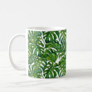 Green Monstera Verlasse tropisch nahtlos Kaffeetasse