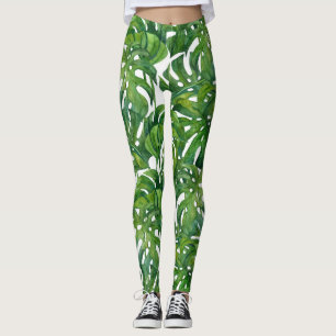 Green Monstera Verlasse tropisch nahtlos Leggings