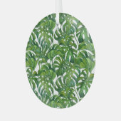 Green Monstera Verlasse tropisch nahtlos Ornament Aus Glas (Vorderseite links)