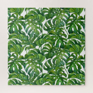 Green Monstera Verlasse tropisch nahtlos Puzzle