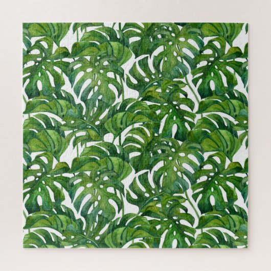 Green Monstera Verlasse tropisch nahtlos Puzzle (Vertikal)
