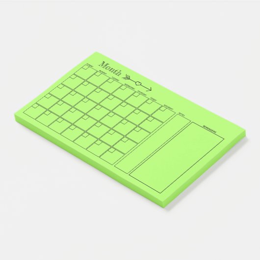 Green Monthly Planer-Kalender Post-it Klebezettel (angewinkelt)