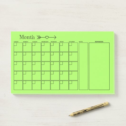 Green Monthly Planer-Kalender Post-it Klebezettel (Auf Schreibtisch)