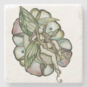 Green Moon Fairy Blume MoonChild Feries Steinuntersetzer