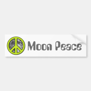 Green Moon Peace Sign - Autoaufkleber