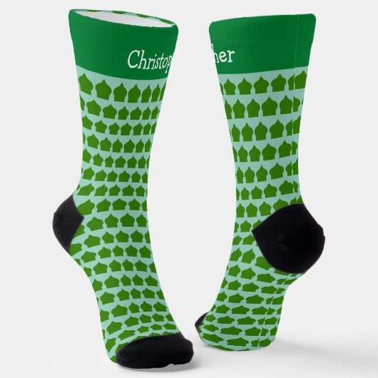 Green Moroccan Pattern Design Socken (Gewinkelt)