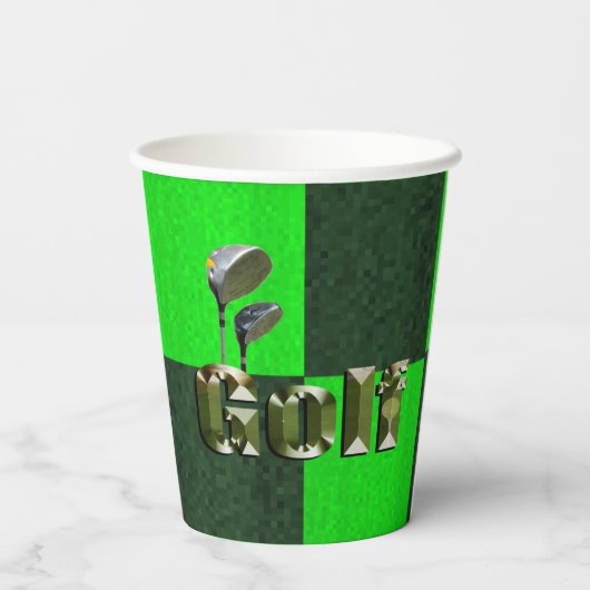 Green Mosaik Golf Clubs, Paper Party Cups Pappbecher (Rückseite)