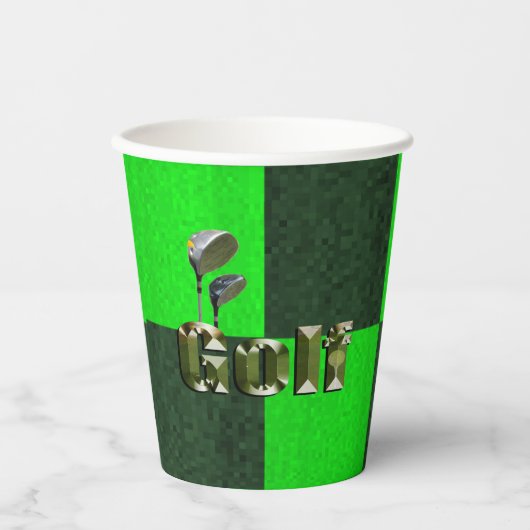 Green Mosaik Golf Clubs, Paper Party Cups Pappbecher (Vorderseite)