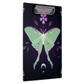 Green Moth Lila Blume | Moth Clipboard Klemmbrett (Rechts)