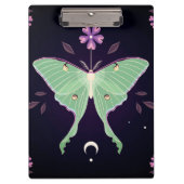 Green Moth Lila Blume | Moth Clipboard Klemmbrett (Vorderseite)