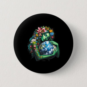 Green Mother Earth Day Gaia Rette unsere Planet Wo Button