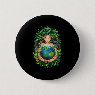 Green Mother Earth Day Gaia Rette unsere Planet Wo Button