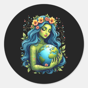Green Mother Earth Day Gaia Rette unsere Planet Wo Runder Aufkleber