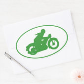 Green Motorbiker-Zeichen Ovaler Aufkleber (Umschlag)