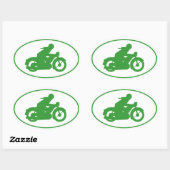 Green Motorbiker-Zeichen Ovaler Aufkleber (Blatt)