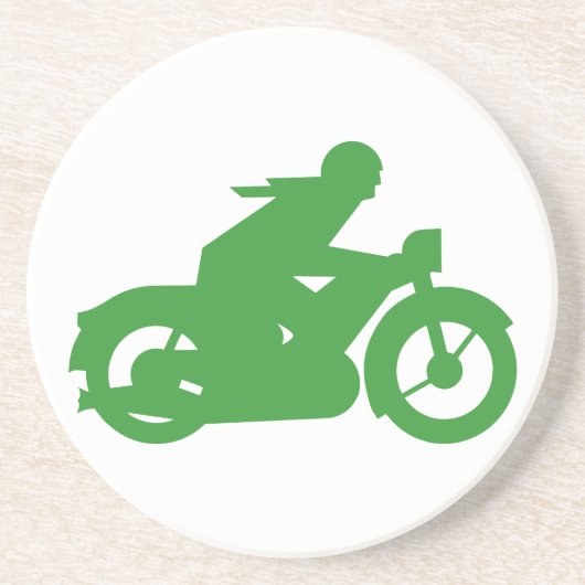 Green Motorbiker-Zeichen Sandstein Untersetzer (Vorne)